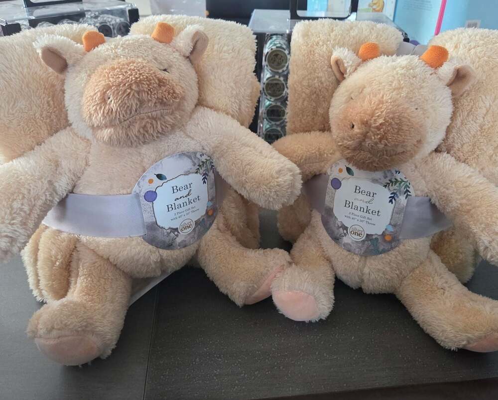 Silver One Kids Sleeping Bear and Blanket Plush Lovey 12 inch Stuffed Toy